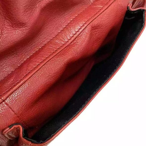 Auth YvesSaintLaurent rivegauche (YSL) Mombasa 130157 Red Leather Handbag - Picture 6 of 16